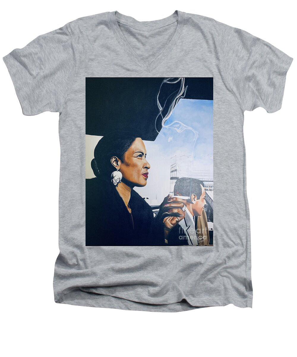 Billie Holiday-Smoking 1 - Men's V-Neck T-Shirt