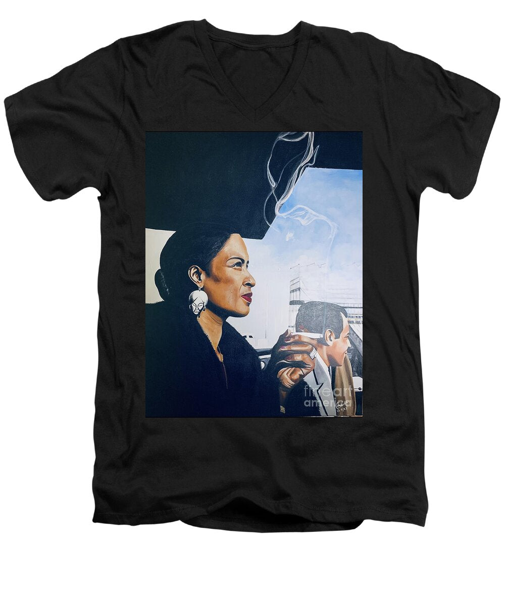 Billie Holiday-Smoking 1 - Men's V-Neck T-Shirt