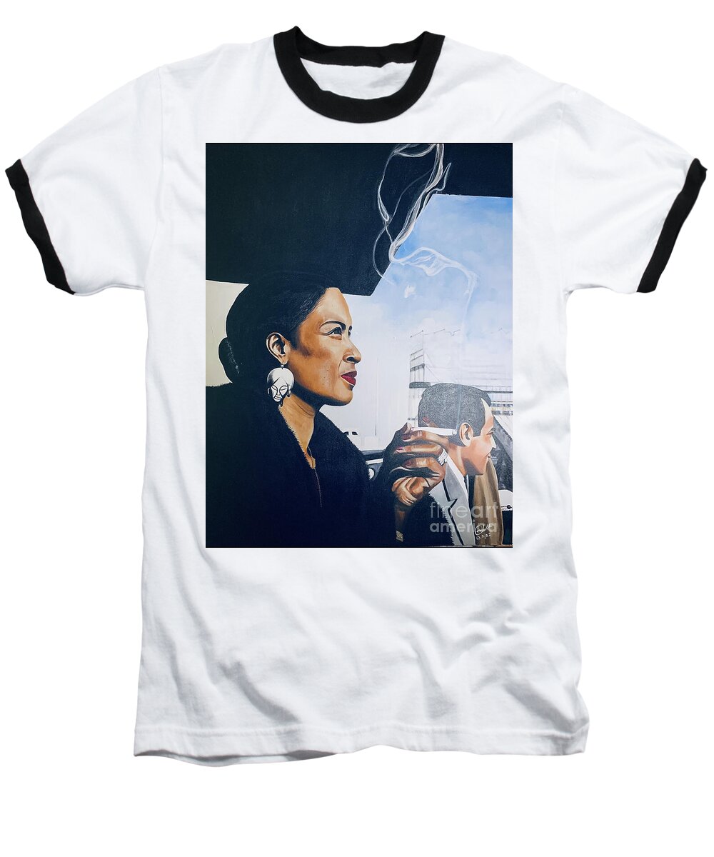 Billie Holiday-Smoking 1 - Baseball T-Shirt