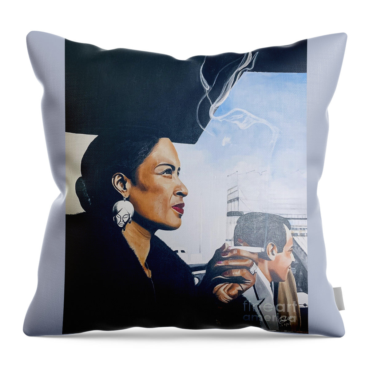 Billie Holiday-Smoking 1 - Throw Pillow
