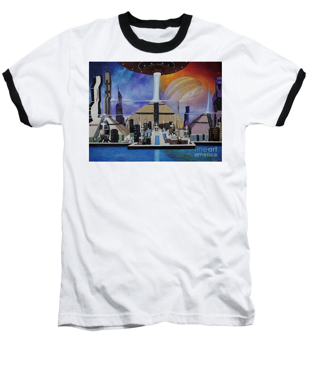 A Futuristic City - Baseball T-Shirt