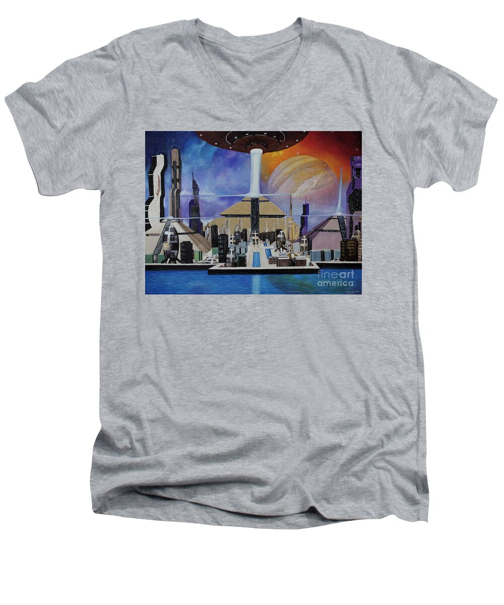 A Futuristic City - Men's V-Neck T-Shirt