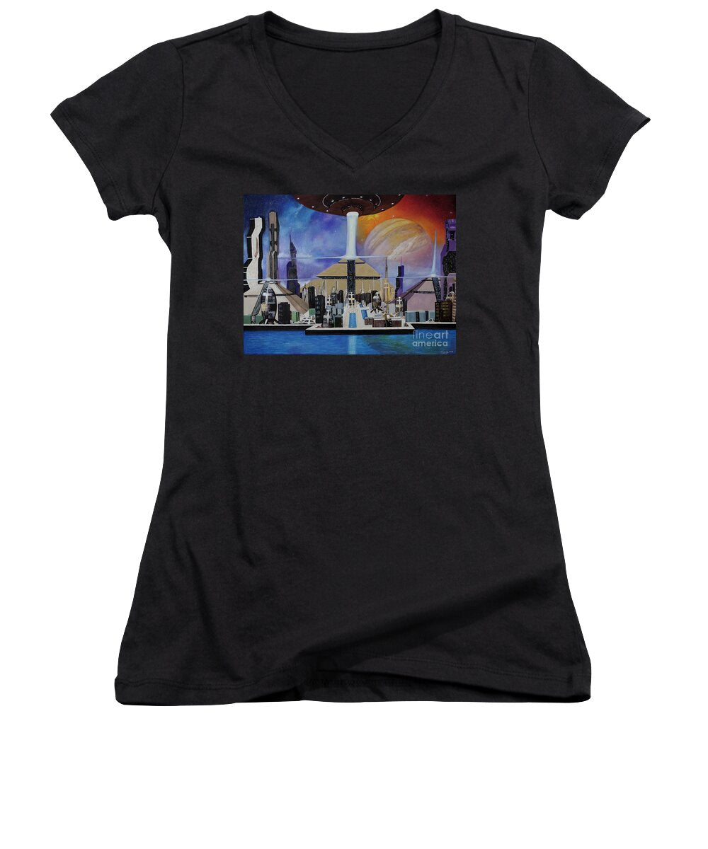 A Futuristic City - Women's V-Neck
