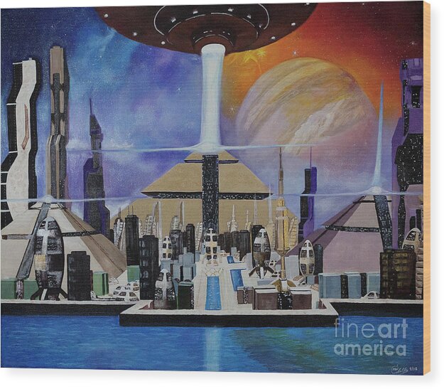 A Futuristic City - Wood Print