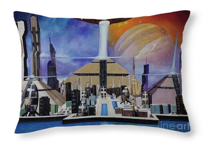 A Futuristic City - Throw Pillow