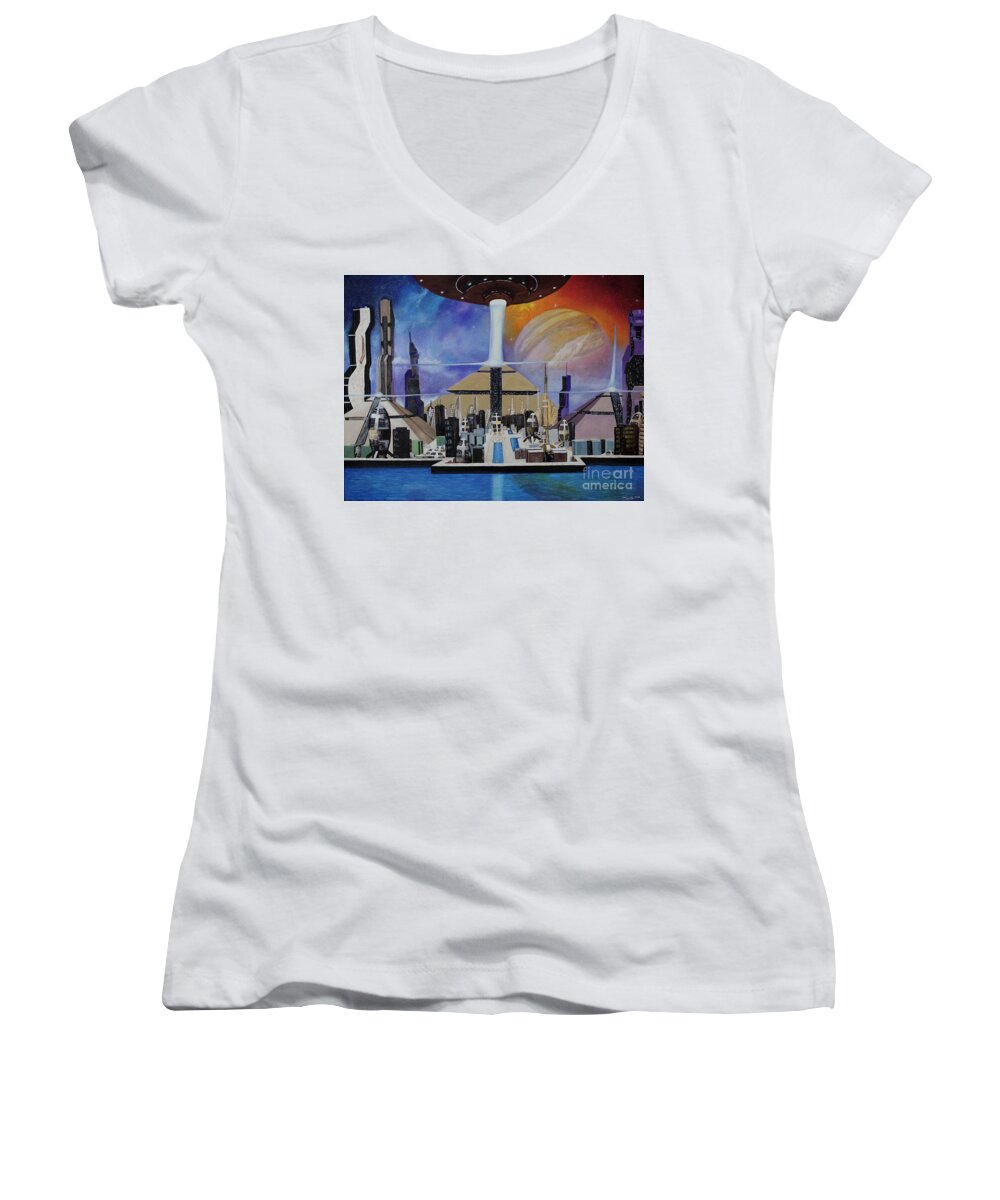 A Futuristic City - Women's V-Neck