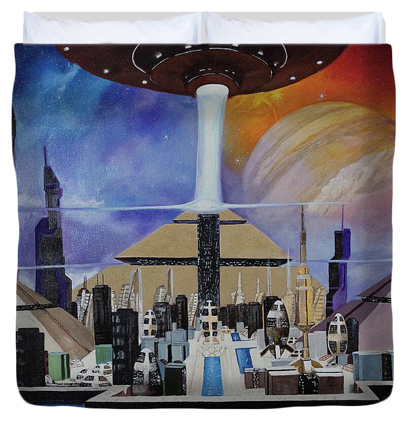 A Futuristic City - Duvet Cover