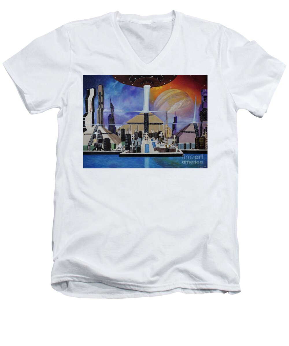 A Futuristic City - Men's V-Neck T-Shirt