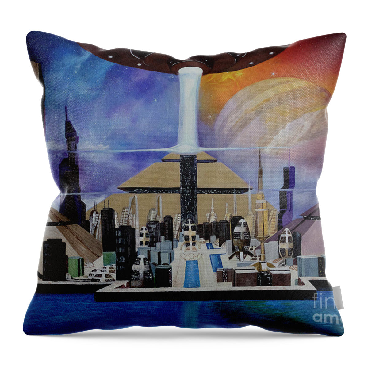 A Futuristic City - Throw Pillow