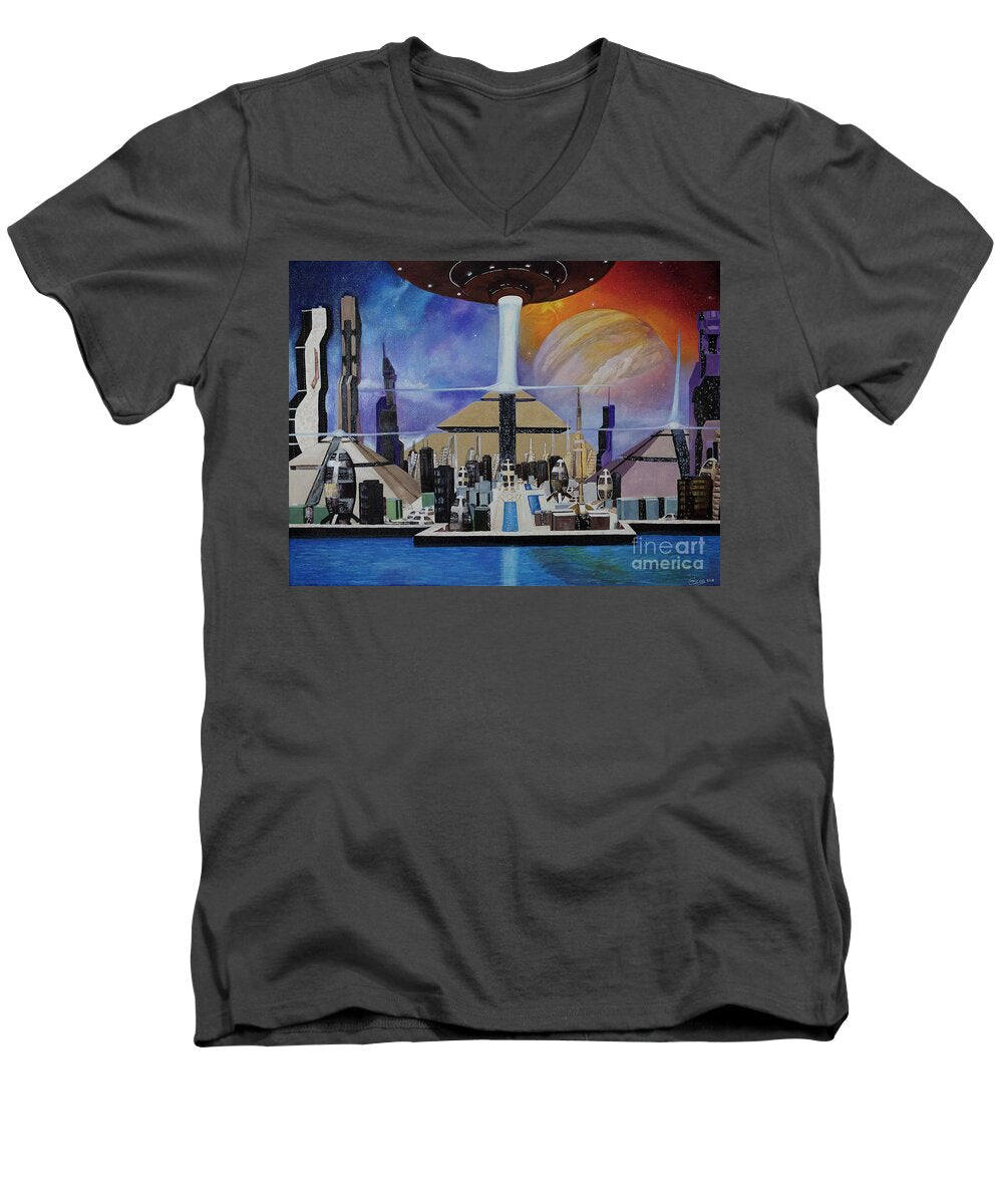 A Futuristic City - Men's V-Neck T-Shirt