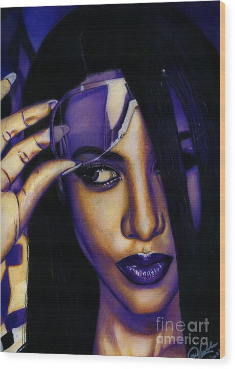 Aaliyah In Shades of Purple - Wood Print