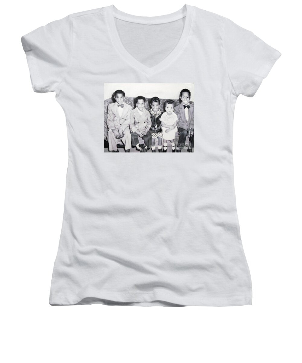 Children Sitting on Sofa - Women's V-Neck