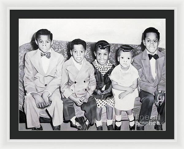 Children Sitting on Sofa - Framed Print
