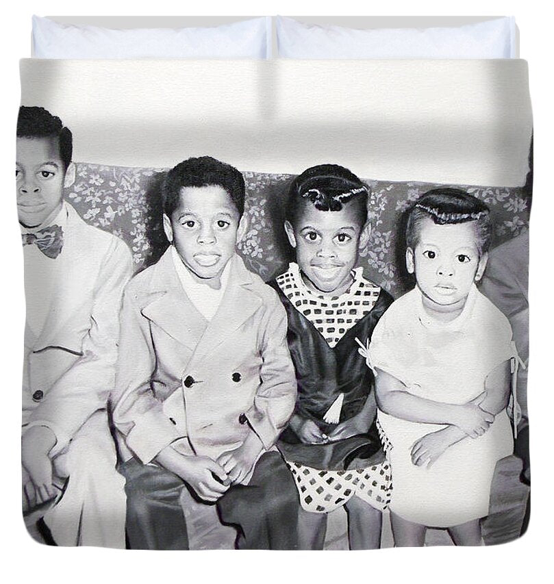 Children Sitting on Sofa - Duvet Cover