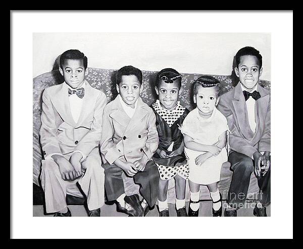 Children Sitting on Sofa - Framed Print