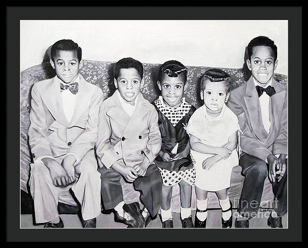 Children Sitting on Sofa - Framed Print