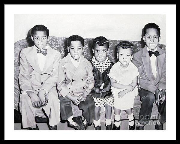 Children Sitting on Sofa - Framed Print