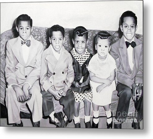 Children Sitting on Sofa - Metal Print
