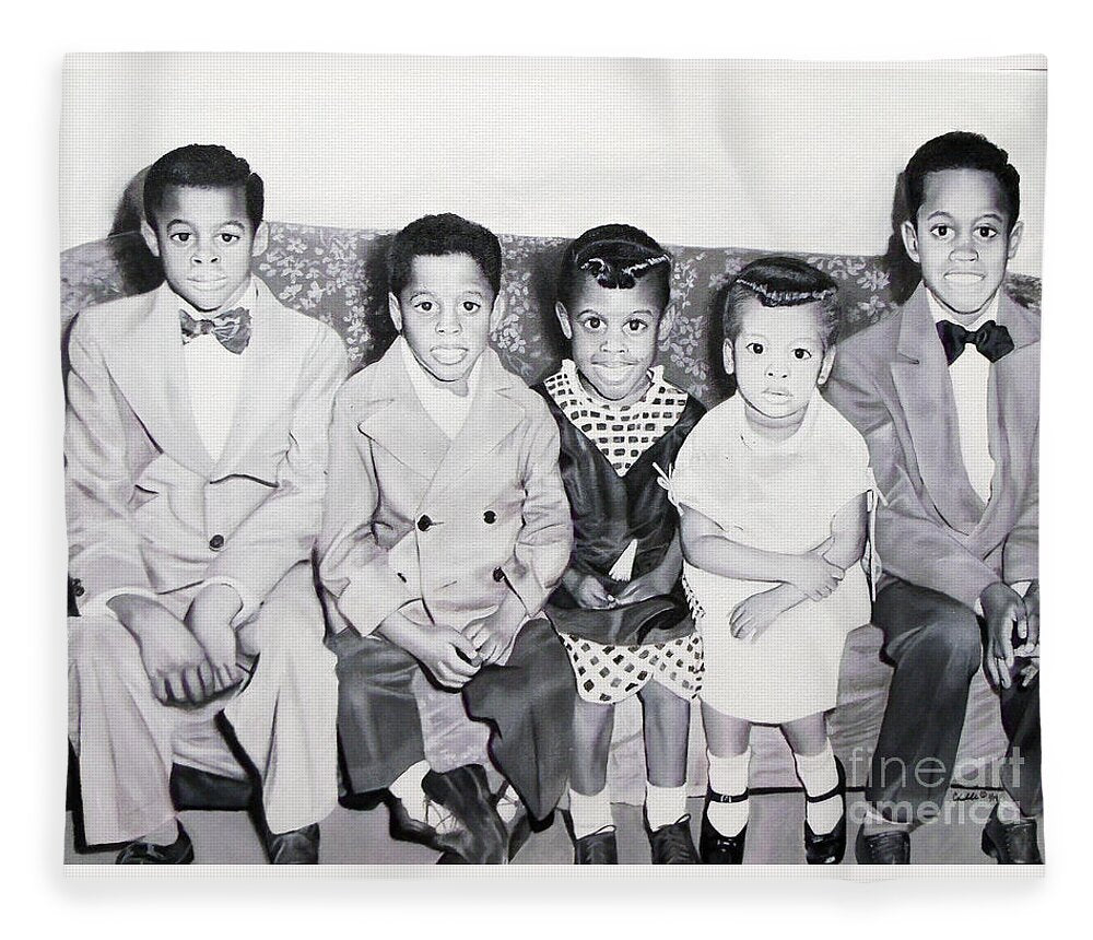 Children Sitting on Sofa - Blanket