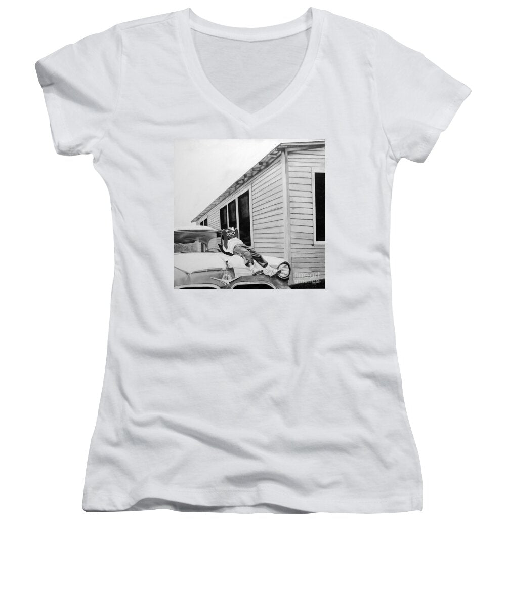 Little Girl Enjoying the Sun - Women's V-Neck