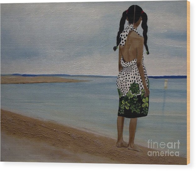 Little Girl on the Beach - Wood Print