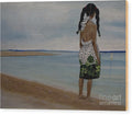 Little Girl on the Beach - Wood Print