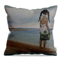 Little Girl on the Beach - Throw Pillow