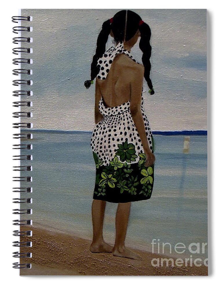 Little Girl on the Beach - Spiral Notebook