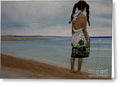 Little Girl on the Beach - Greeting Card