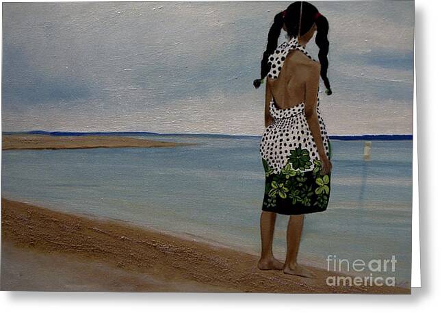 Little Girl on the Beach - Greeting Card