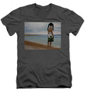 Little Girl on the Beach - Men's V-Neck T-Shirt