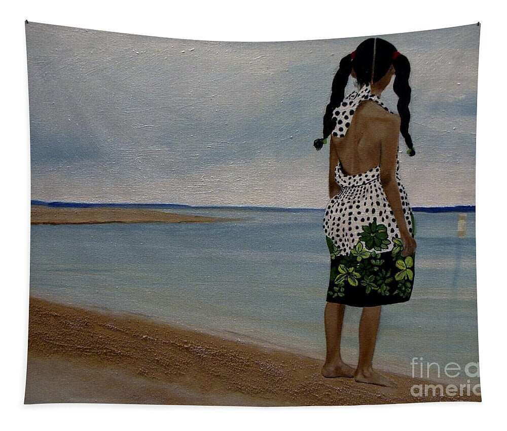 Little Girl on the Beach - Tapestry
