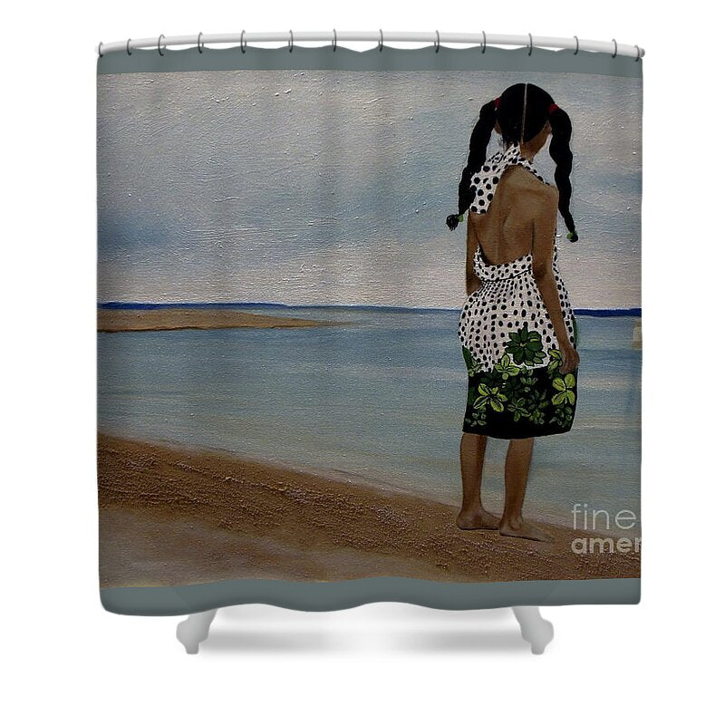 Little Girl on the Beach - Shower Curtain