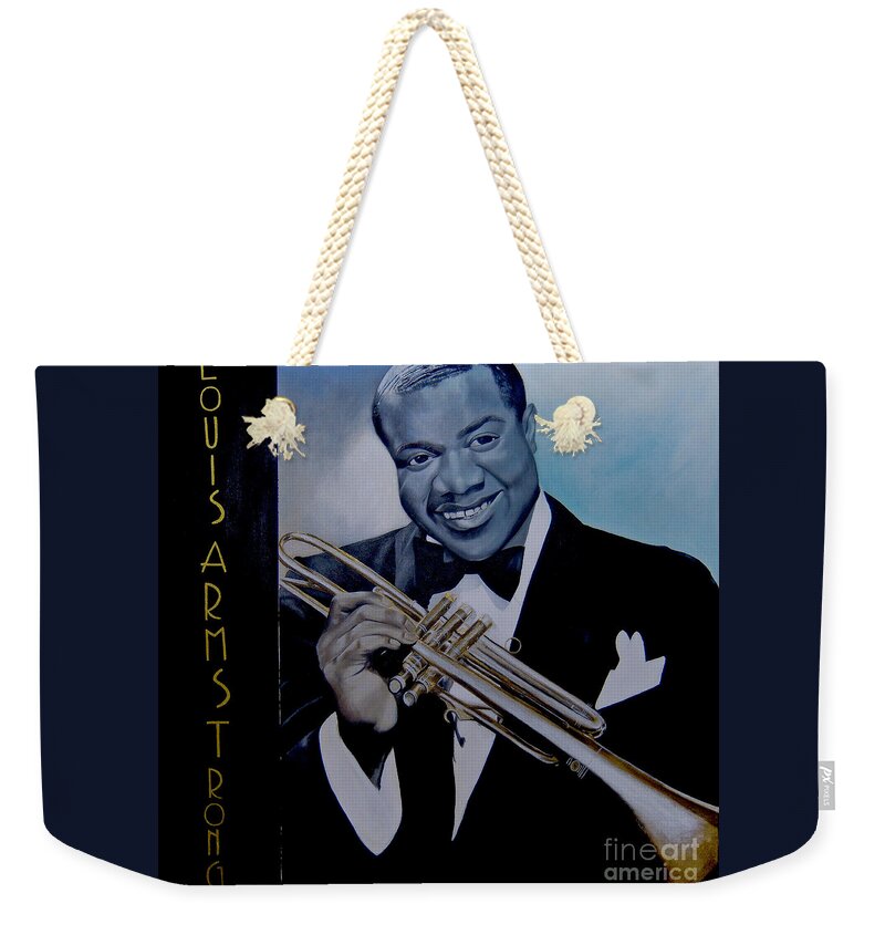 Louis Armstrong Weekender Tote Bag Pale Gold Rope Handles