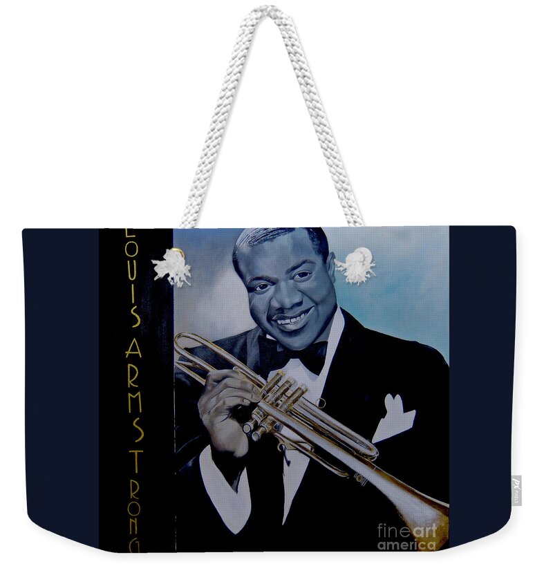 Louis Armstrong Weekender Tote Bag with Pale Silver Rope Handles
 