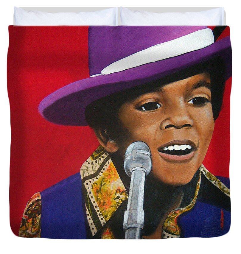 Young Michael Jackson Singing - Duvet Cover